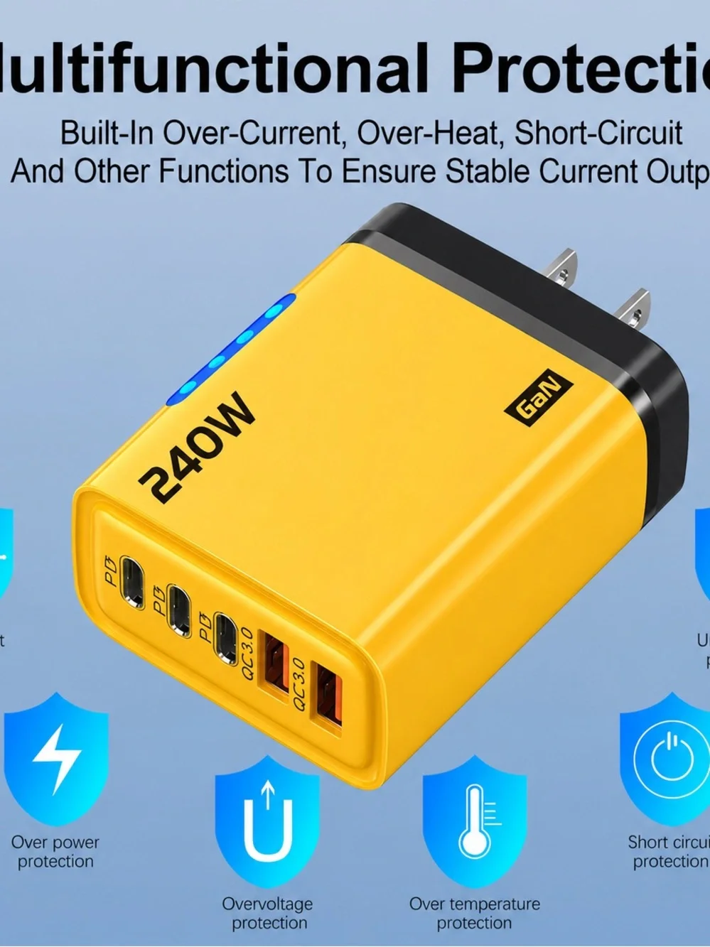 GaN 240W Fast Charger Adapter - Yellow